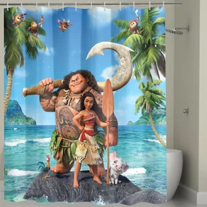 Best! Disney Princess Moana Print Shower Curtain Polyester Waterproof With Hook - Picture 1 of 3