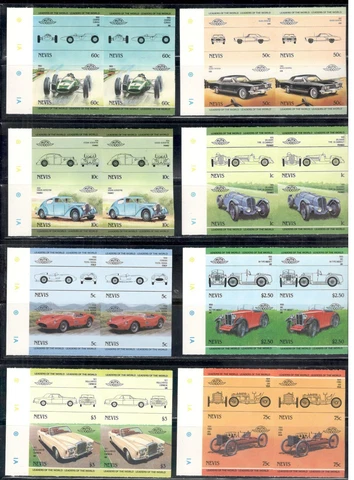 Nevis , Leaders of the World Classic cars , 8 pairs imperf.  $40.00.....JY21-031 Cover