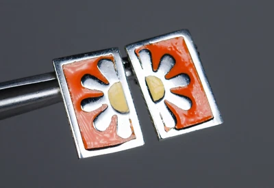 925 Silber - vintage Designer-Ohrringe mit Emaille - Handarbeit - Bild 1 von 4