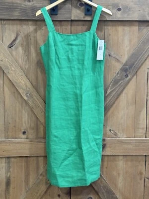 Lauren Ralph Lauren 100% Linen Tank Dress Women’s Sz 8 In Kelly Green New - Image 1 of 4