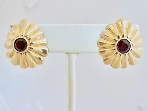 Orecchini in oro giallo 14 carati con granati rossi da 7 mm (4,3 grammi, .975") - Foto 1 di 12