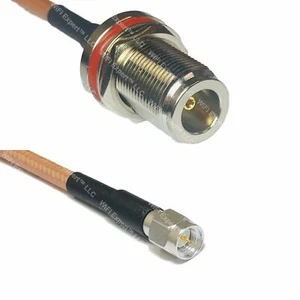 60 x 1 foot RG400 N FEMALE BULKHEAD to SMA MALE Coaxial RF Cable - Picture 1 of 1