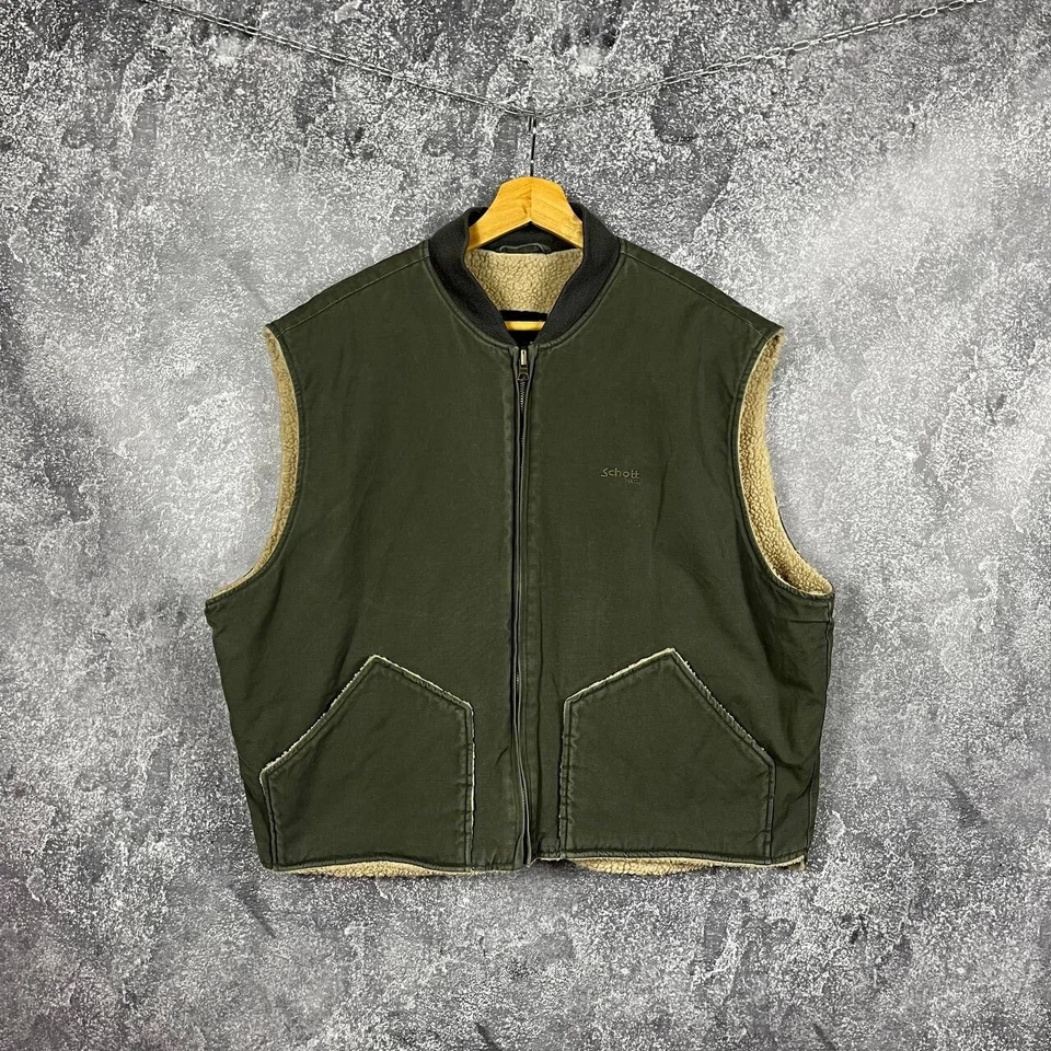 Colete Schott Sherpa Vintage Cáqui Tamanho GG - Imagem 1 de 4