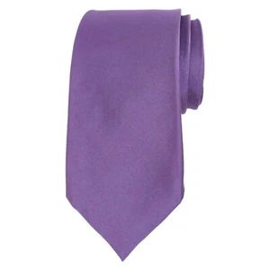 RYAN SEACREST DISTINCTION Mens Silk Tie Purple Satin Solid 2.75 Slim Necktie - Picture 1 of 6