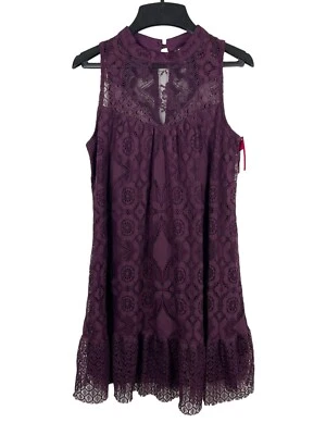 Vestido Xhilaration Púrpura Encaje Superpuesto Halter Cuello Sin Mangas S Nuevo con Etiquetas Foto 1 de 4