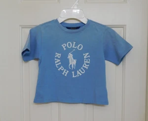NWT Polo Ralph Lauren Blue Crop Top White Polo Logo sz 6 - Picture 1 of 1