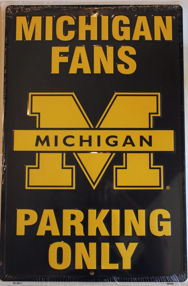 Licensed College NCAA Michigan University Wolverines Fans Parking Only Tin Sign - Image 1 of 1