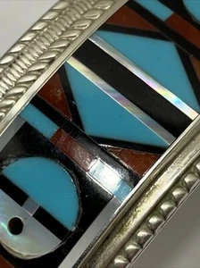 Zuni Indianer Rick Vacit Sterlingsilber Türkis Inlay Manschette Armband - Bild 1 von 11