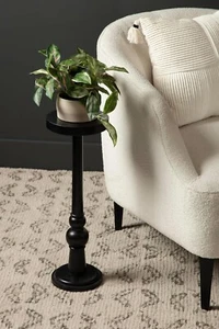 Drink Table Wegner Coastal Wooden Round 8x23 Black Elegant Plant Stand FSW - Picture 1 of 16