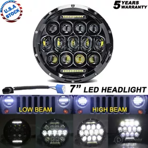 7'' inch 105W Round LED Headlight Hi-Lo Beam Bulb For Jeep Wrangler JK TJ LJ CJ - Picture 1 of 19