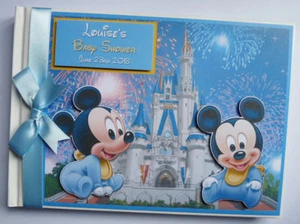 Personalised baby mickey baby shower guest book, mickey disney castle book - Picture 1 of 13