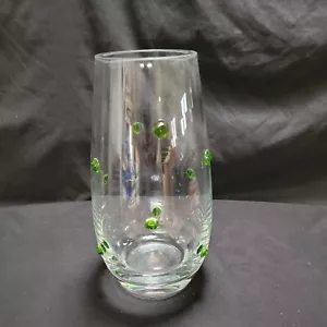 Modern Glass Art Vase Decor Kelly Green Handmade Vintage Polka Dot Mod Retro Pop - Picture 1 of 5