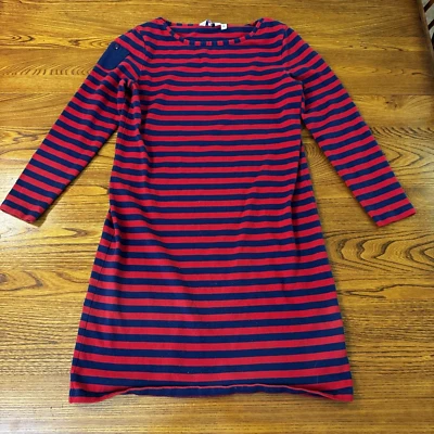 Vestido de malha feminino Vineyard Vines manga longa vermelho veludo/azul marinho listrado tamanho XS - Imagem 1 de 4
