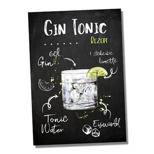 Schild Gin Tonic Cocktail Rezept Bar Party Keller Deko Türschild Hinweisschild W - Bild 1 von 3