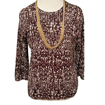 Suéter de punto Philosophy color crema negro manga 3/4 cremallera trasera nuevo sin etiquetas talla L precio de venta sugerido por el fabricante 58 USD Foto 1 de 4