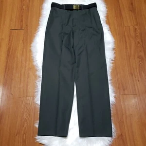 Armee grün Militär Anzug Knopf Anzug Hose + Gürtel (Vtg.?) - Herren Größe 34 x 31 - Bild 1 von 3