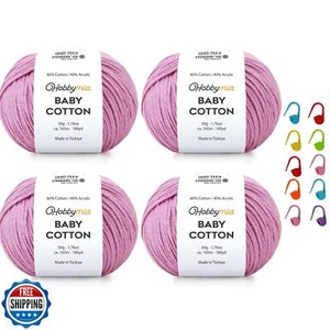 HobbyMia Baby Cotton Yarn for Crocheting - 50g / 180yds - (2) Fine, Sport Wei - Picture 1 of 5