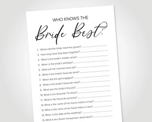 10x Who Knows the Bride Best Cards Hen Party Games Quiz - Bridal Shower Wedding - Picture 1 of 12