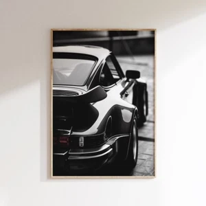 Rear View Porsche 911 Poster, Luxury Sport Wall Art, Black and White Poster - Picture 1 of 3