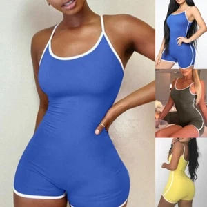 Mujeres Sexy Body Sin Mangas Mono Damas Elastizado Yoga Mameluco Mono Prendas para el torso - Imagen 1 de 8