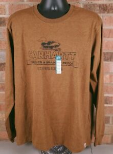 Carhartt Super Dux Relaxed Fit Long Sleeve Brown T-Shirt Size Large Crew Neck