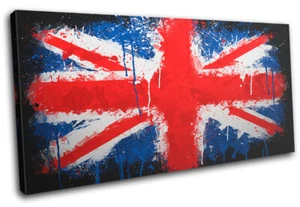 Union Jack Farbe Tropf Abstrakt LEINWAND WANDBILD Bild Druck VA - Bild 1 von 1