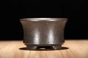 2.5in Mini Chinese Classical Zisha Handmade Round Bonsai Potted Clay Flower Pot - Picture 1 of 11
