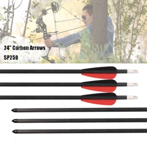 24" Carbon Arrows Practice Target Arrows SP250 OD7mm for Youth Kids Compound Bow - Picture 1 of 11