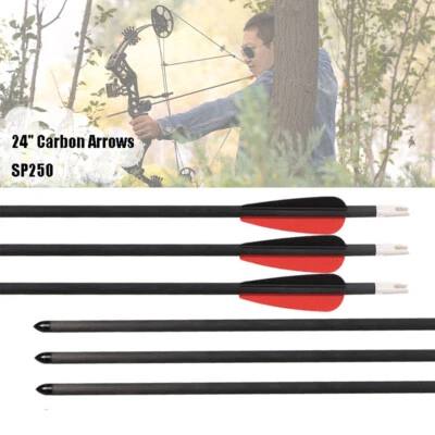 24" Carbon Arrows Practice Target Arrows SP250 OD7mm for Youth Kids Compound Bow - Image 1 of 4