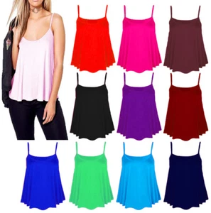 Gilet da donna Cami top donna camicie svasate cinturini swing plus UK taglia top 8-26 - Foto 1 di 19