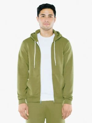 Sudadera con capucha con cremallera polar flexible American Apparel para hombre - verde prado, pequeña Foto 1 de 2