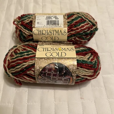 Caron Victorian Christmas Glitter Yarn~ Lot of 2 in Color Mistletoe Ombré 1903  - Image 1 of 4