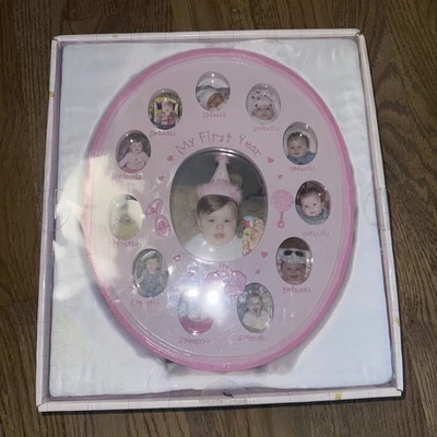 Marco de fotos de resina Baby Essentials My First Year idea de regalo perfecta nuevo rosa Foto 1 de 3