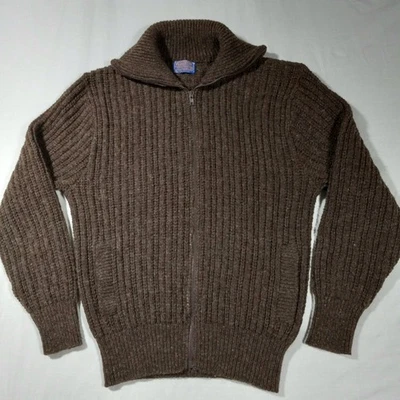 L 80s 90s PENDLETON Chunky Wool Full Zip Knit Sweater Jacket Vintage - Image 1 of 4