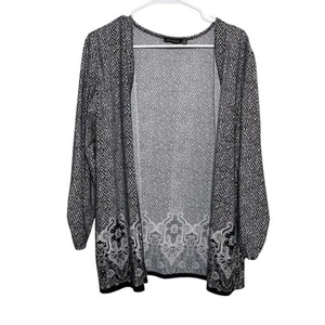 Notations Pullover Damen XL 3/4 Arm Karriere offene Strickjacke Bluse bedruckt - Bild 1 von 8
