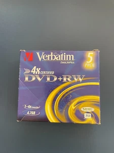 4x Verbatim DVD-RW 1-4x Speed 4.7GB New & unused in sealed sleeves - Picture 1 of 2