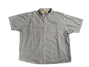 Men's 4XL Big & Tall Plaid Shirt White Red Gray Short Sleeve Button Down - Picture 1 of 6