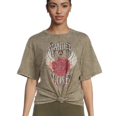 Camiseta para mujer No Boundaries cuello redondo gráfica "Wander With Love" talla XS Foto 1 de 4