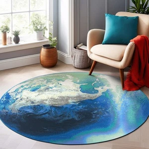 Rugshop Round Outdoor Rug Galaxy Collection Adventure Earth Indoor Outdoor Rugs - Picture 1 of 10