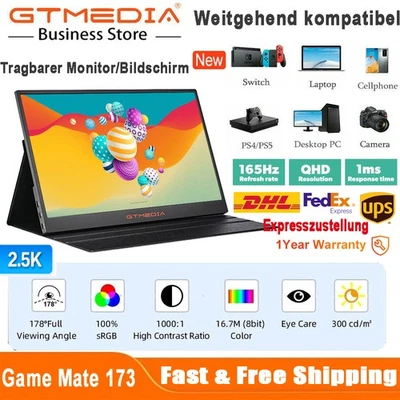 Tragbarer Monitor 17,3" 2,5K 165Hz Externer Gaming Screen für Laptop/Mac/PhonePS - Bild 1 von 4