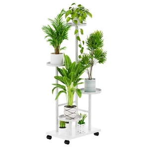 Plant Stand Indoor with Wheels, 4 Tier Metal Plant Holder Flower Stand Corner... - Picture 1 of 9