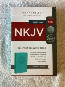 NKJV Comfort Thinline Bible Turquoise Leathersoft 55A - Imagen 1 de 2