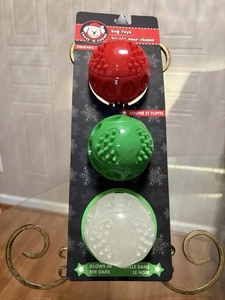 Chase 'n Chomp Durable TPR Squeaking Fetch Ball Dog Toy, 3" Holiday Collection - Picture 1 of 5