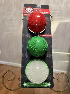 Chase 'n Chomp Durable TPR Squeaking Fetch Ball Dog Toy, 3" Holiday Collection - Image 1 of 4