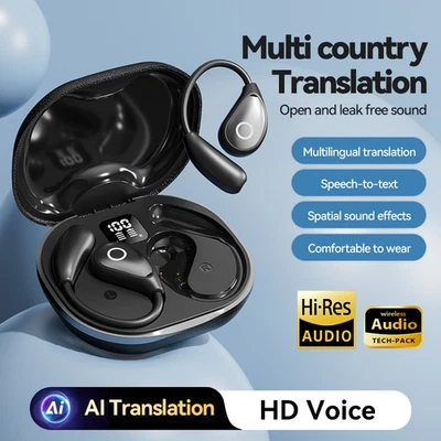 Smart AI Languages Translator Earbuds Bluetooth 5.4 Translation Device Headset - Image 1 of 4