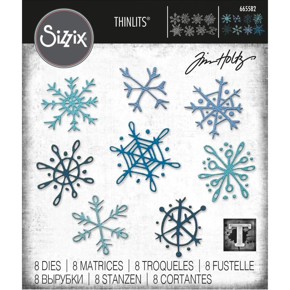 Sizzix Thinlits Dies By Tim Holtz 8/Pkg-Scribbly Snowflakes - 665582