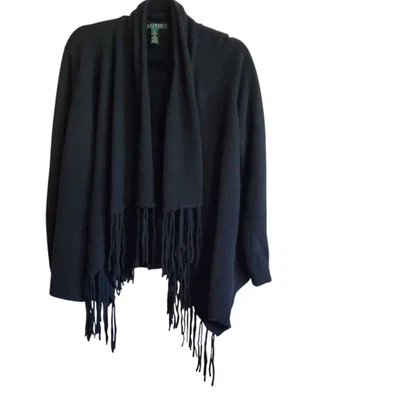 Cárdigan Lauren Ralph Lauren abierto con flecos viscosa mezcla de cachemir grande Foto 1 de 4