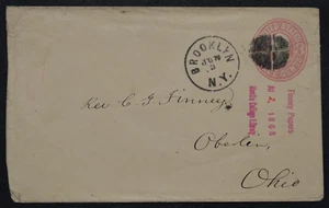 1869 US Sc. #U59 stamped envelope, used entire, addressed to Charles G. Finney - Picture 1 of 1