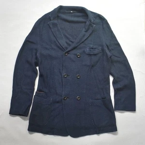 Chaqueta Doble Tejida 45R Indigo Dobby L Hecha en Japón Algodón Índigo Natural - Imagen 1 de 13