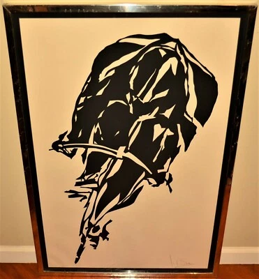 ДЖОН СТРИТЧ Оригинальный Винтажный Подписанный Спортивный Велосипедист Портрет Сериграф - Изображение 1 из 4